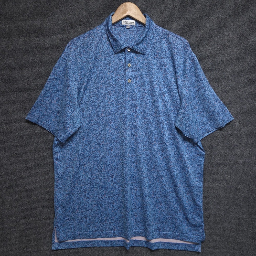 Peter Millar Shirt Men Large Blue Golf Jackie Golf Polo Interlachen Country Club